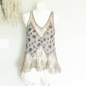 Free People Floral Lace Tank
